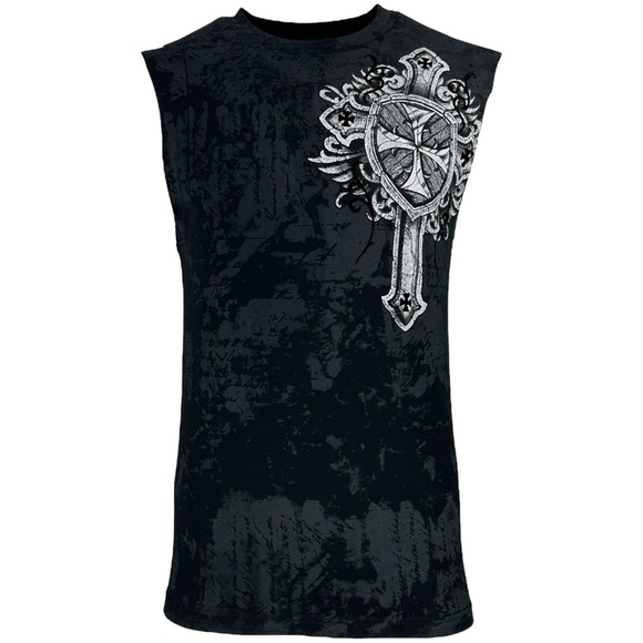 Xtreme Couture By Affliction Men's Muscle T-shirt Tank Top Ragged Faith - Picture 2 of 11